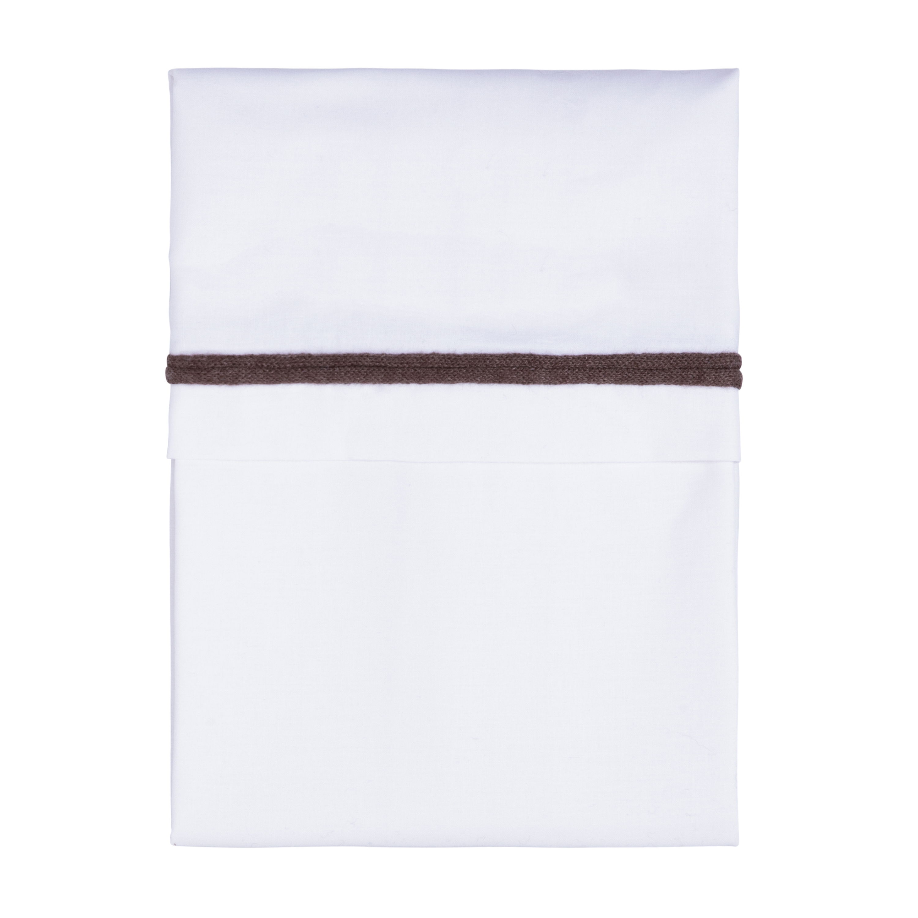 Drap lit bébé ruban tricoté cacao/blanc